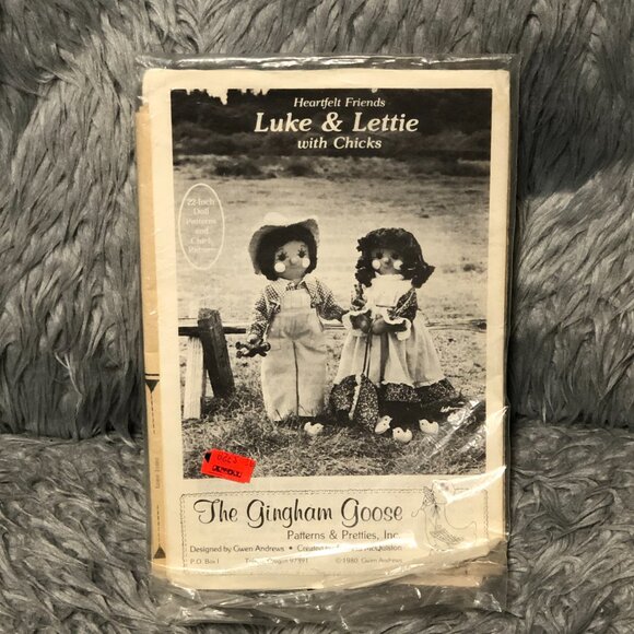 Vintage 1980 The Gingham Goose Heartfelt Friends Luke & Lettie Doll Pattern - Picture 4 of 6